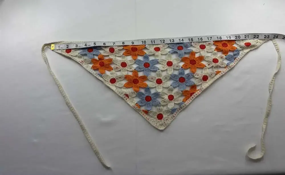 Boho Floral Crochet Triangle Hair Bandana Scarf